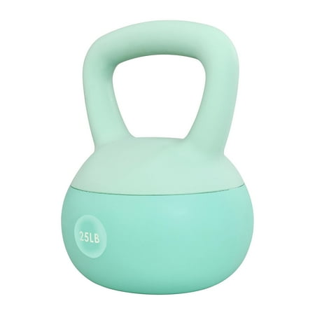 Fitvids Soft Kettlebell with Ergonomic Grip, Iron & Sand Filled, 25 Pounds, Green