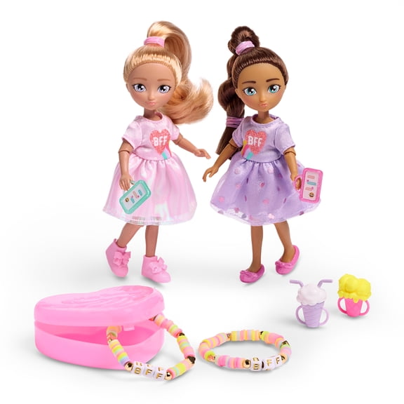Hey Bestie Ruby & Violet 5.5-inch Fashion dolls & Friendship Bracelets, Kids Ages 3 & Up