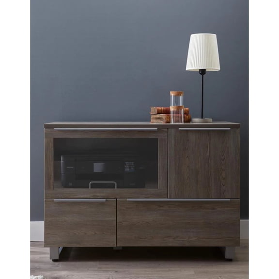 Transitional Wood Printer Cabinet with 2 Drawers in Gray