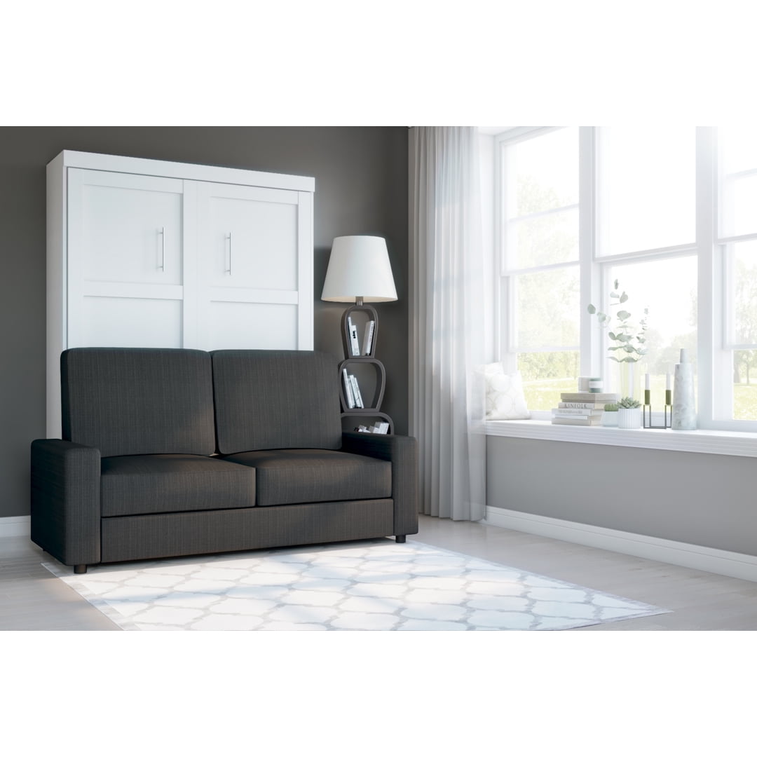 Bestar Pur 2Piece Full Wall Bed and Sofa Set White & Grey