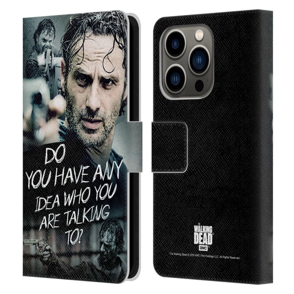 Head Case Designs Officially Licensed AMC The Walking Dead Rick Grimes Legacy Question Leather Book Wallet Case Cover Compatible with Apple iPhone 14 Pro