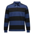 thumbnail image 3 of LEKWK Mens Shirts Long Sleeve Regular Fit Rugby Shirts Collared Casual Shirts Striped Color Block Fall Daily Streetwear Soft, 3 of 4