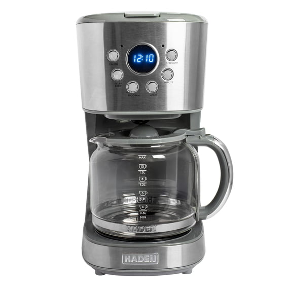 Haden 12 Cup Programmable Drip Coffee Maker with Auto Shut-Off, Stainless Steel/Chrome