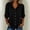 Black, variant on Cotton Womens Blouses Fall Solid Casual 3/4 Sleeve Army Green Button Up Collared Dressy Work Pleat Shirts for Women 2XL