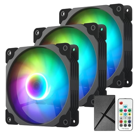 Vetroo 3 Pack 120mm ARGB & PWM Case Fans with Controller High Airflow Addressable RGB Motherboard Sync Computer PC Cooling Fans