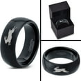 thumbnail image 4 of Tungsten Bunny Rabbit Running Hare Band Ring 8mm Men Women Comfort Fit Black Dome Polished, 4 of 4