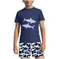 thumbnail image 2 of Fnooota Boys Rash Guard Swimsuits 2 Piece, Short Sleeve Vacation Summer Kids Bathing Suits Boys'Swimwear Multicolor Size 8, 2 of 8