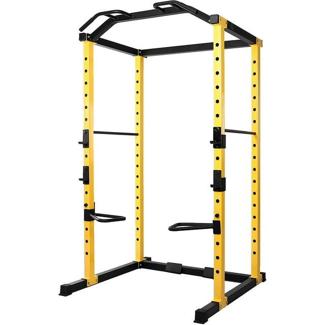 HulkFit 1000-Pound Capacity Multi-Function Adjustable Power Cage with J-Hooks and Dip Bars, Power Cage Only