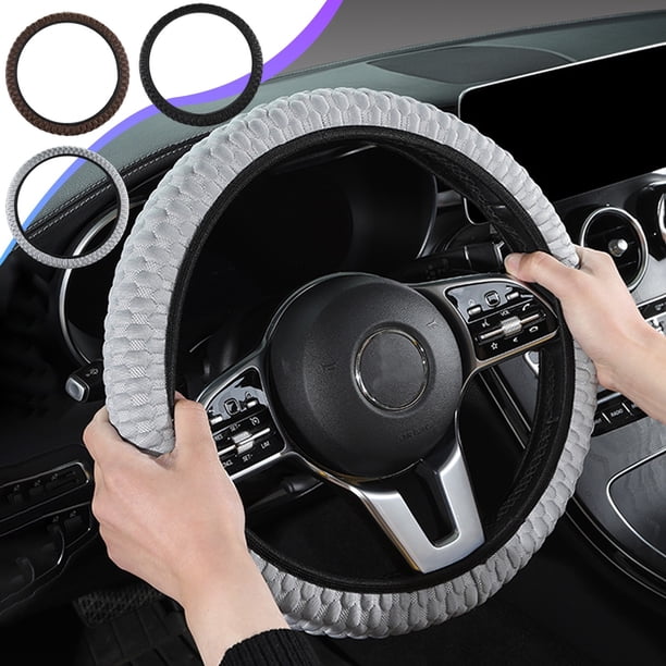 Funda De Cuero Para Volante De Coche Funda de silicona para volante, antideslizante, agarre fino, ajuste universal, 36-40 cm, color negro, gris y café JASKFLY