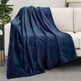 thumbnail image 3 of PAVILIA Navy Blue Throw Blanket for Couch, Twin Bed, Soft Fleece Throws for Sofa Chair, Fuzzy Waffle Textured Blanket, Cozy Warm Lightweight All Season Blanket Throw, 60x80, 3 of 9