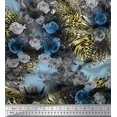 thumbnail image 1 of Soimoi Rayon Fabric Leopard Skin,Dahlia & Rose Flower Printed Fabric 1 Yard 56 Inch Wide, 1 of 1