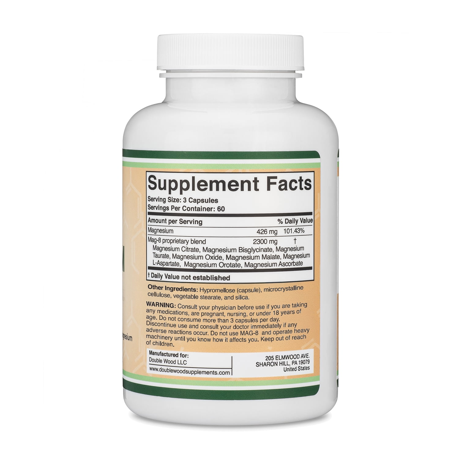 Magnesium Complex (MAG-8), Supports Sleep, 180 Capsules, Double Wood Supplements