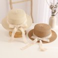thumbnail image 4 of Sombreros de sol para niños, lazos de encaje, sombreros de paja para niños pequeños y medianos, sombreros de copa plana, sombreros de playa parasol para exteriores MFZFUKR BST3065022-3, 4 of 5