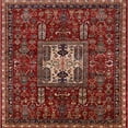 thumbnail image 1 of Ahgly Tapis d'Intérieur Carré Moderne Mi-Siècle Rouge Cramoisi Oriental, 6 Pieds Carré, 1 of 6