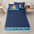 thumbnail image 4 of Erosebridal Cartoon Capybara Animals Zipper Twin Comforter Sets with Fitted Sheet and 2 Pillowcases,Night Moon Heart Art Zipper Bedding Set For Girls,Navy Blue Reversible,4 Pieces, 4 of 7