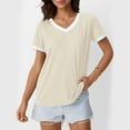 thumbnail image 3 of Mgmyaa Womens T Shirts Color Block Short Sleeve V Neck Loose Casual Summer Tops, 3 of 7