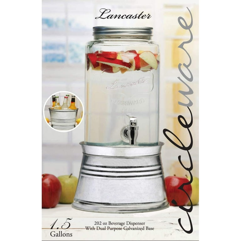 Dual Gallon Glass Beverage Dispenser with Stand