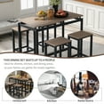 thumbnail image 2 of 5-Piece Dining Table Set with Counter Height Table & 4 Bar Stools, Industrial Kitchen Dining Table Set with Footrest & Backrest, Space-Saving Dinette Set for Pub, Dining Room, Restaurant, Dark Brown, 2 of 7
