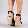 thumbnail image 3 of Sandals for Women Casual Summer Espadrille Open Toe Wedge Sandals Buckle Strap Platform Sandals, 3 of 5