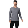 thumbnail image 3 of Men's Dry Fit Poly Long Sleeve Shirt, 100 Polyester Crewneck Moisture Wicking Tee, Charcoal Grey, L, 3 of 6