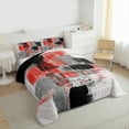 thumbnail image 4 of Manfei Fashion Red Artwork Full Size Comforter Sets for Adult, Square Abstract Bedding Comforter Set, Vintage Oil Printing Reversible Bedding Sets, Luxury Bedroom Decor, 3-Piece, 4 of 9