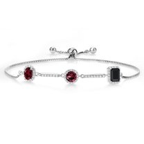 Gem Stone King 1.66 Ct Oval Red Rhodolite Garnet 925 Sterling Silver Bracelet for Women