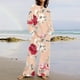 thumbnail image 1 of Puntoco Traje De Pantalón Y top Con Cuello Redondo Y Manga Larga Estampado Informal De Verano Para Mujer Caqui S, 1 of 5