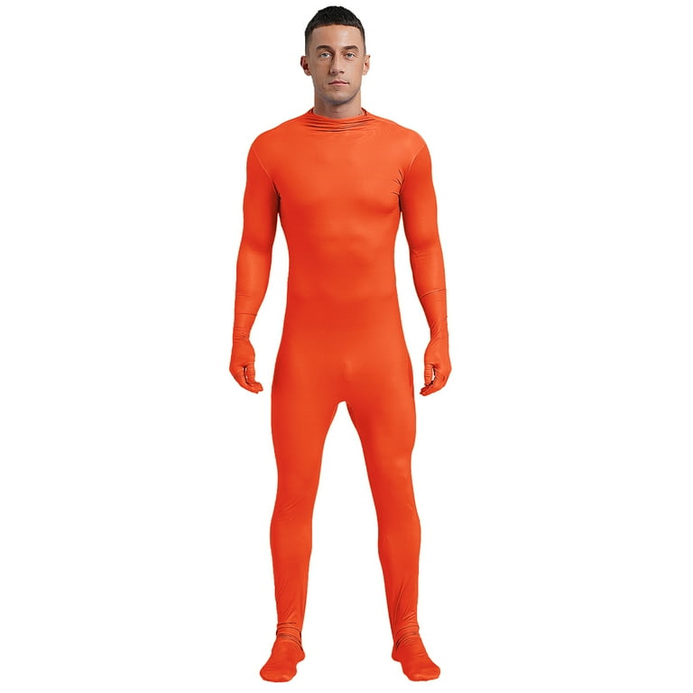 YONGHS Mens Spandex Open Face Zentai Suit Costume Back Zipper