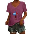 thumbnail image 2 of Camisetas Casuales de las Mujeres Gradiente Día de la Independencia Impreso Cuello Redondo, Blusa de Manga Corta para Diario, Fiesta Y Primavera Verano, 2 of 5