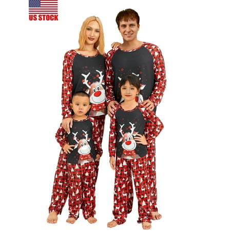 

Sunisery Christmas Matching Family Pajamas Classic Casual Xmas Sleepwear Pjs Set for Mom Dad Kid Baby