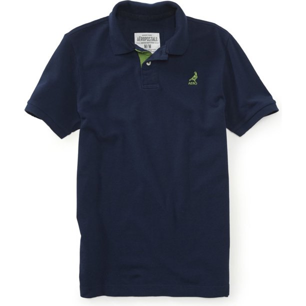 Aeropostale - Polo de rugby de piqué con solapa en contraste para hombre, color azul, grande Aeropostale polo, rugbi