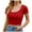 Red, variant on Riforla Womens Summer Short Sleeve Cute Crop Tops Casual Basic Crewneck Slim Fit T Shirts T-shirts for Women Red L
