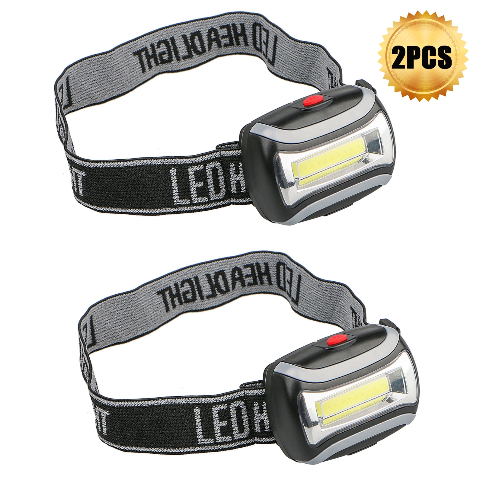 2 X 3W COB HEAD WORK LIGHT LAMP TORCH FLASHLIGHT FISHING ADJUSTABLE STRAP BRIGHT