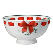 Angle View: Pfaltzgraff Winterberry Footed Bowl with Ribbon
