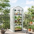 thumbnail image 6 of Outsunny 4 Tier Mini Greenhouse with Screen Roof, 27.6" x 19.7" x 62.2", Portable Small Greenhouse with High Strength PE Cover, White, 6 of 7