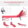 thumbnail image 4 of Outsunny Adjustable Outdoor Lounge Chair, Garden Folding Chaise Lounge w/ Reading Hole Reclining Tanning Chair Seat, Folding Camping Beach Lounging Bed with Support Pillow, Red, 4 of 10