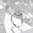 thumbnail image 2 of Oryn Jewelry 14K White Gold Plated Bands - 1.7 Ct Cushion Cut Moissanite Bands - Double Halo Wedding Band with Surprise Moissanite - Split Shank Occasion Band for Women, 2 of 6