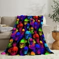 thumbnail image 6 of Skull Blanket Soft Warm Cozy Colorful Skeleton Blanket Fuzzy Plush Horror Throw Blanket Fleece Flannel Blanket Gift for Girls Boys Adults Couch Sofa 60"X50", 6 of 6