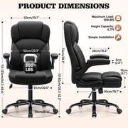 STACOO Executive Leather Office Chair, Ergonomic High-back Home Office Desk Chair with Adjustable Armrest and Lumbar Support, Black