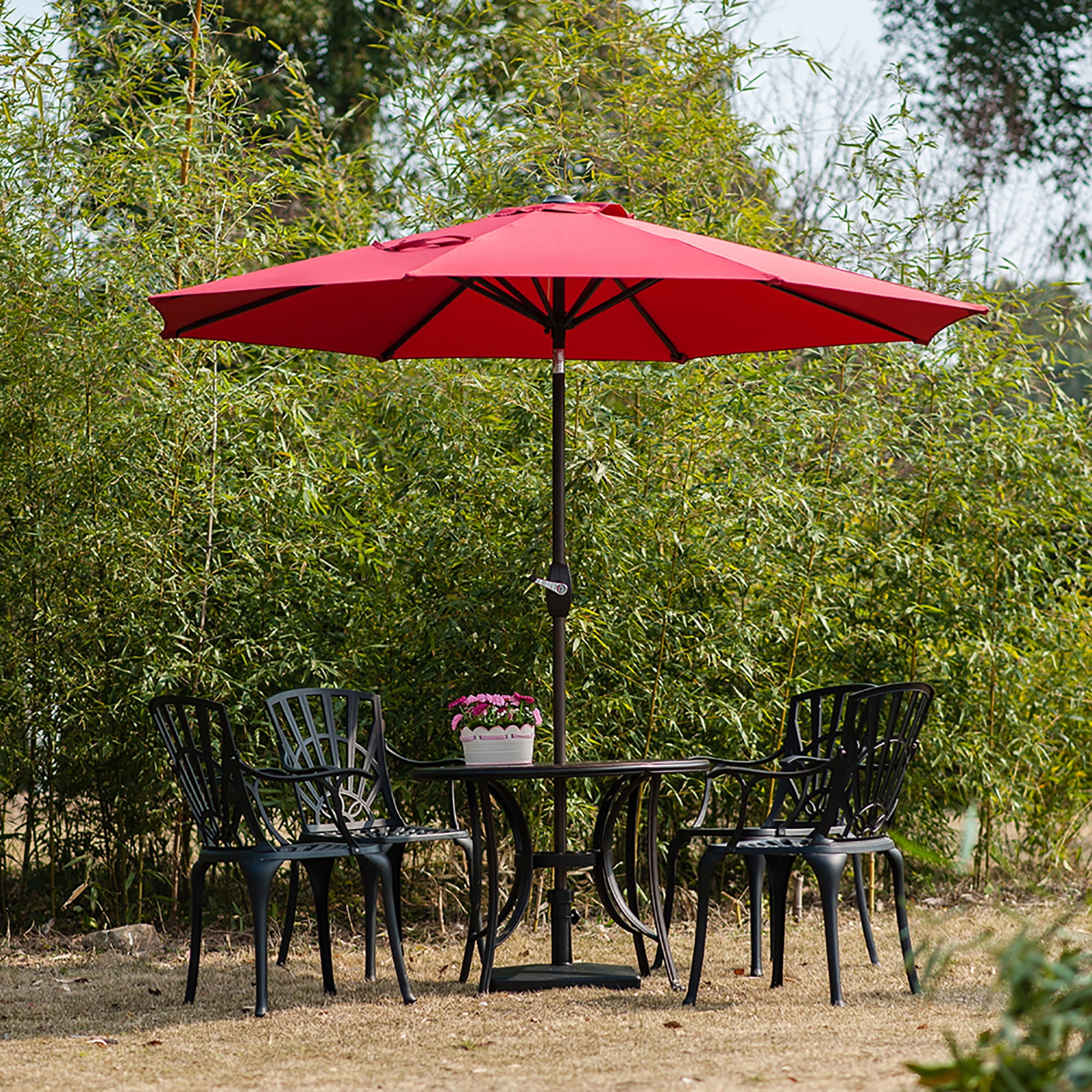 Westin Outdoor 9 Ft Patio Market Umbrella with Tilt & Crank, Red