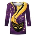 thumbnail image 4 of Aloohaidyvio Mardi Gras Shirts Clearance.Womens Plus Size 3/4 Length Sleeve Tops Casual Summer Shirts Three Quarter Length Sleeve Mardi Gras Blouses, 4 of 5