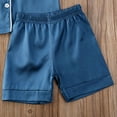 thumbnail image 4 of Kids Toddler Baby Girl Boy Satin Pajamas Set Short Sleeve Button Down Pajama Shirt Top+Shorts Bottoms Sleepwear Outfits, 4 of 8