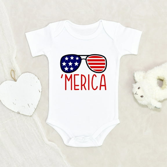 Independence Day Clothes - 'Merica Glasses Baby Clothes - Happiest Fourth Baby Clothes