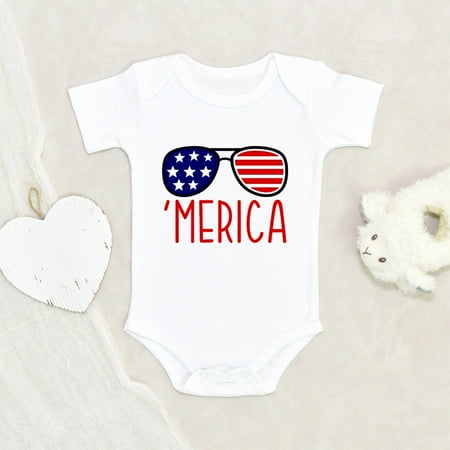 

Independence Day Clothes - Merica Glasses Baby Clothes - Happiest Fourth Baby Clothes