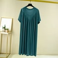 thumbnail image 3 of Women's Summer Nightgown Short Sleeve Nightshirt Loose Pleated Sleepwear Crewneck Pajama Dress Soft Modal Loungewear, 3 of 3