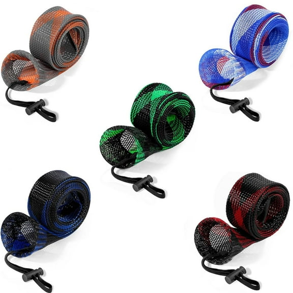 Fishing Rod Sleeve with Lanyard - Fishing Pole Sleeve Fishing Rod Cover for Casting Rod, Sea Fishing Rod, Fly Rod - Braided Mesh Rod Protector Fishing Rod Sock