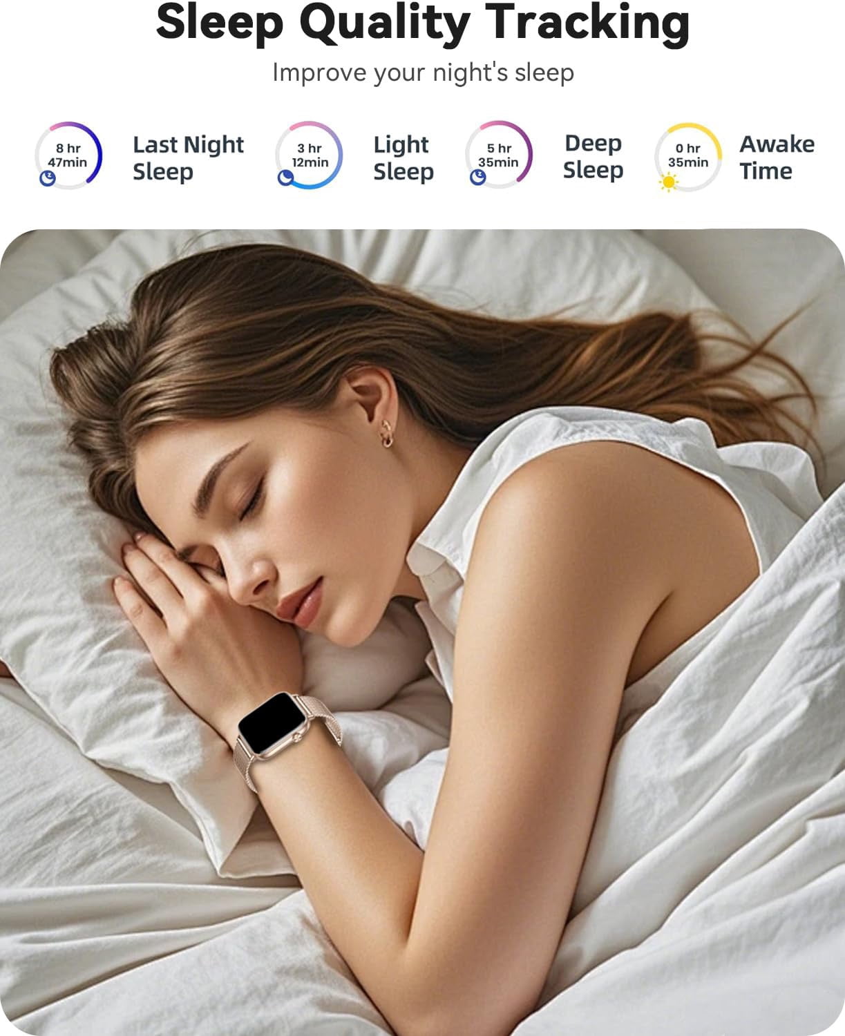 Smart Watches for Women,1.83" HD Fitness Tracker with 2 Bands,Answer/Make Calls Smart Watch,Sleep/Step Tracking,100+ Sport Modes,Smartwatch Android/iPhone Compatible Gift (Rose Gold)