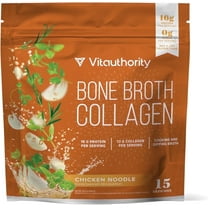 Vitauthority Bone Broth Bovine Collagen Powder with 16g Protein, Chicken Noodle Flavor, 15 Servings