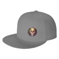 thumbnail image 1 of DouZhe Flat Brim Cap Snapback Hat, Steampunk Skull Prints Adjustable Gray Adult Baseball Cap, 1 of 6