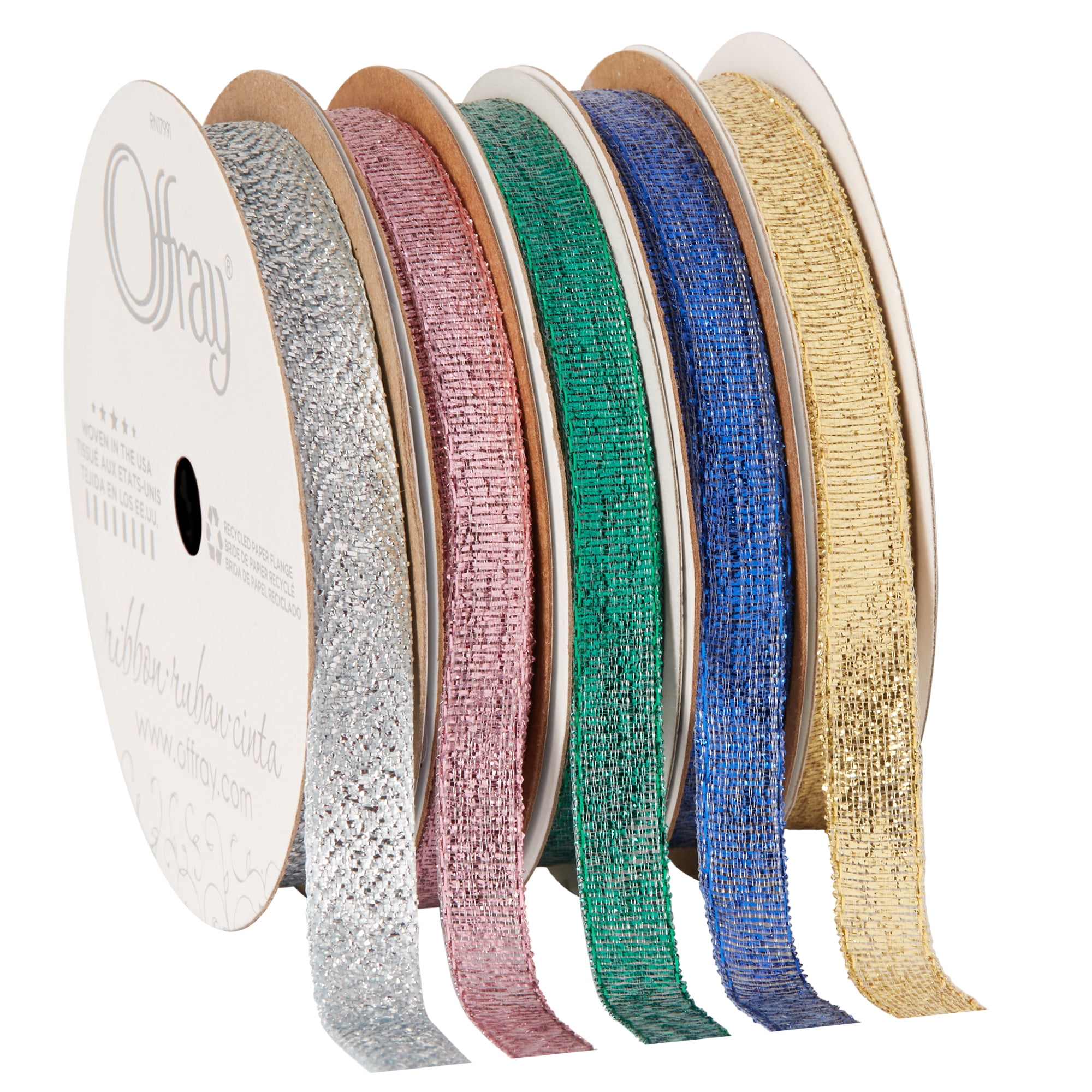 Offray Ribbon, Purple 3/8 inch Galena Metallic Ribbon for Wedding, Crafts, and Gifting, 9 feet, 1 Each